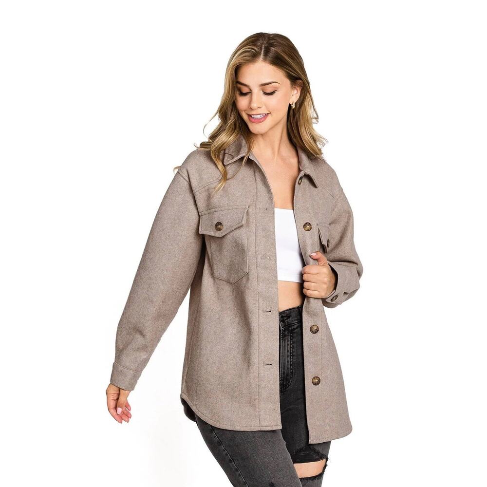 NWT Love Tree Women's Classic Button Down Shacket Size M Boho preppy outdoor